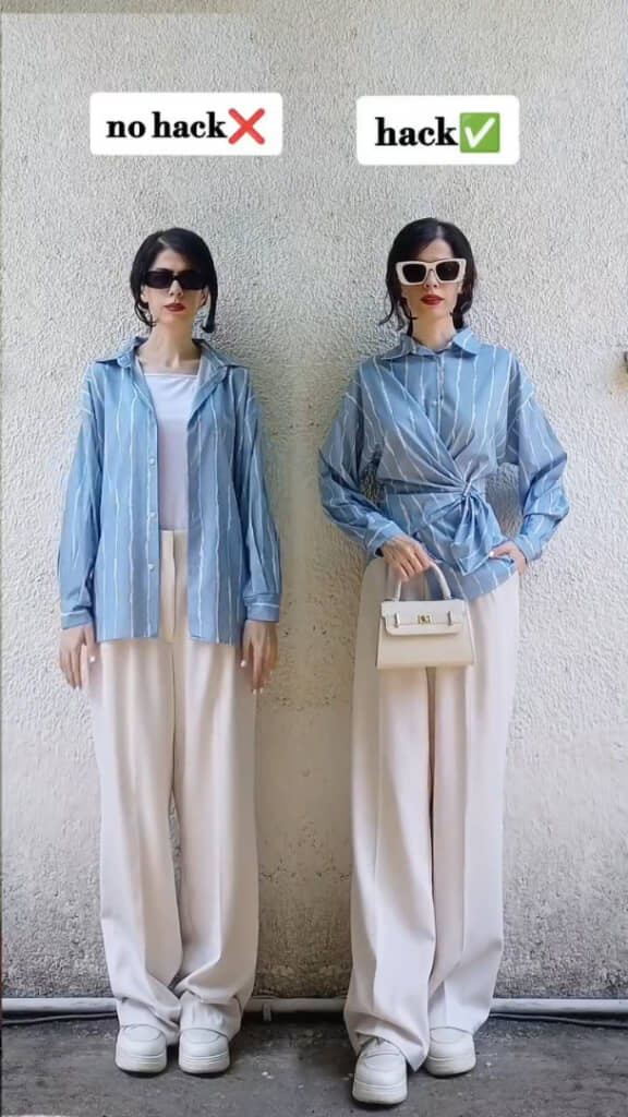 シャツアレンジのビフォー(画像左)とアフター(画像右)
