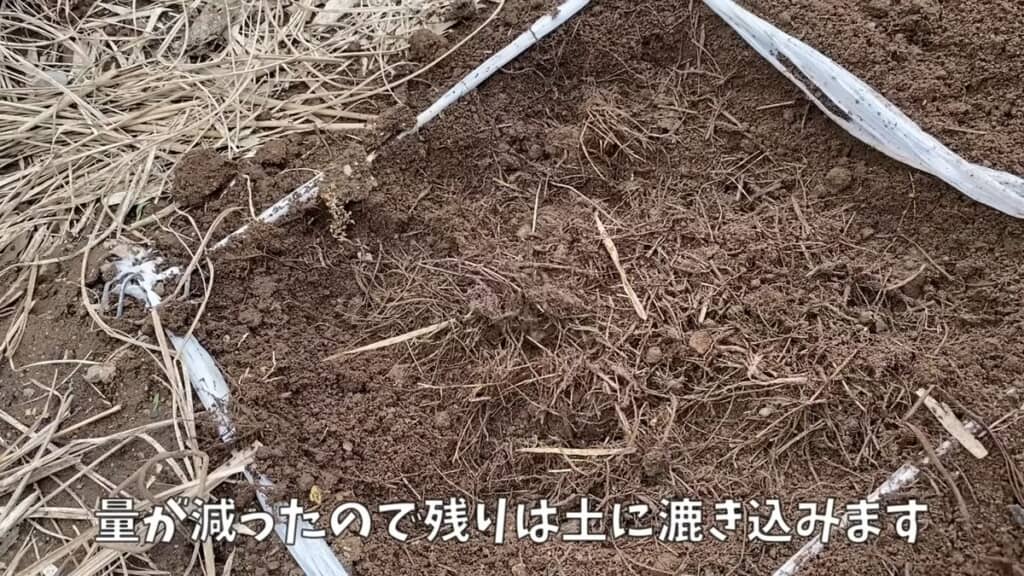土中で分解された雑草の残り