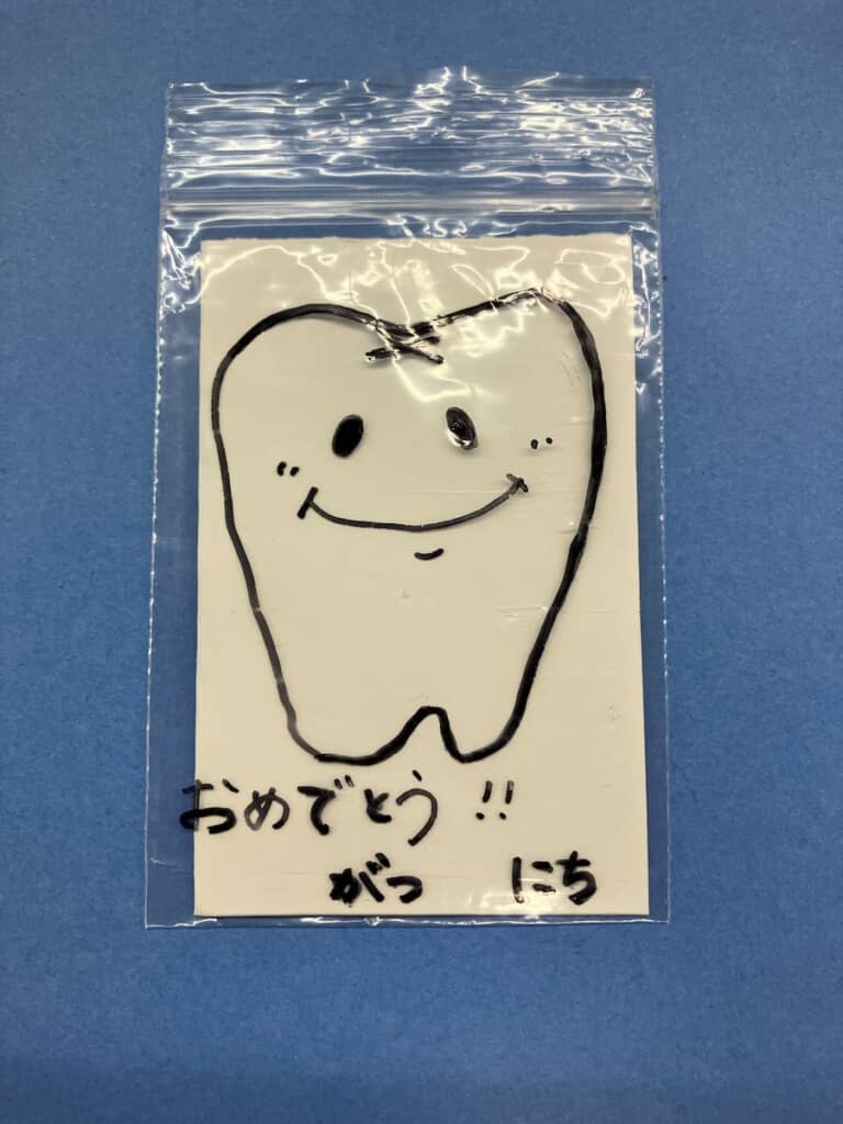 歯が抜けた子にプレゼントした、歯を入れる用の手作り袋