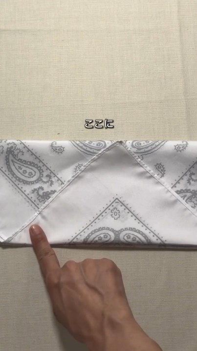 三角部分のここへマステを貼ります