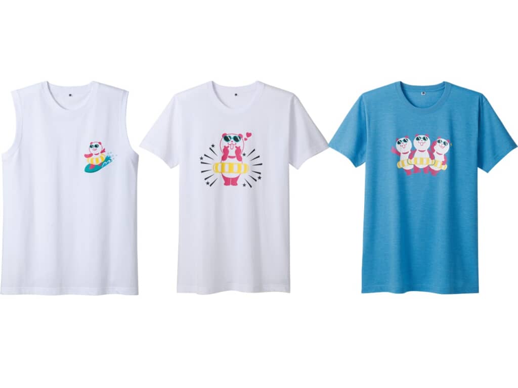 サーフィン柄 スリーブレスＴシャツ／指ハート柄 半袖Ｔシャツ ／トリオパンダ柄 半袖Ｔシャツ