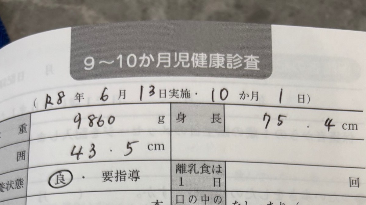 10カ月赤ちゃんの乳幼児健診→母子手帳の“特記事項”を見ると……　医師の“まさかの一言”に「こんなこと書いてくれるの!?」「これは一生の宝物」（1/2） | 育児 ねとらぼ