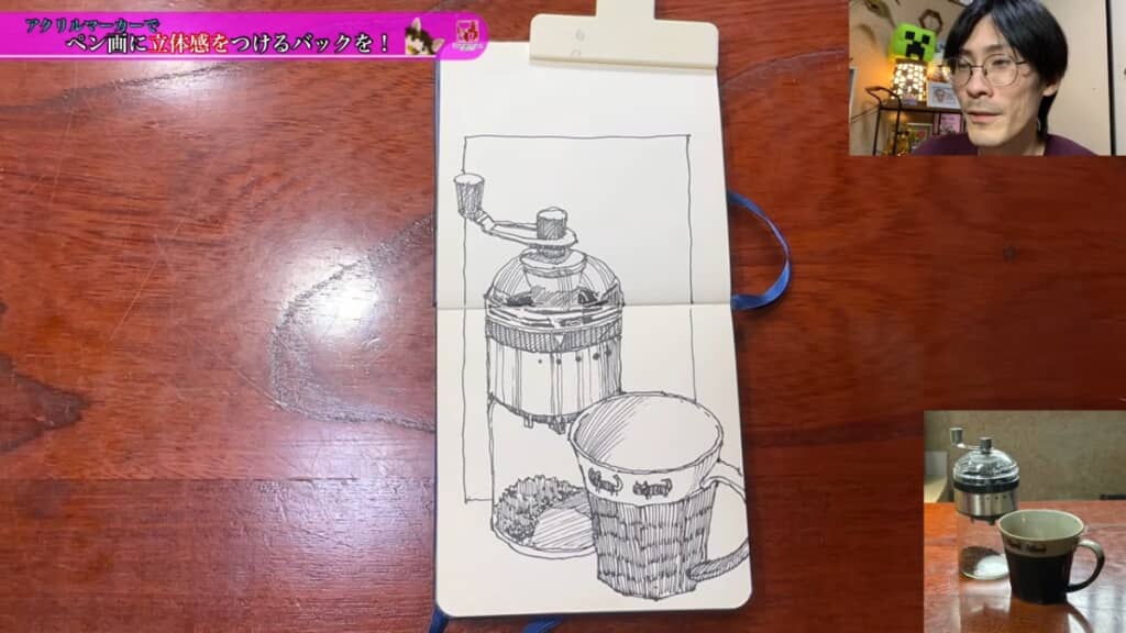 あえてモチーフがはみ出すように四角を描いて