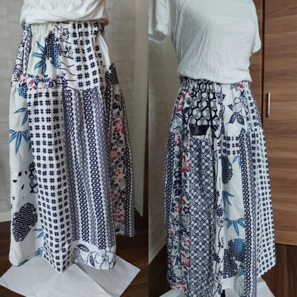 ハギレで作ったティアードスカート