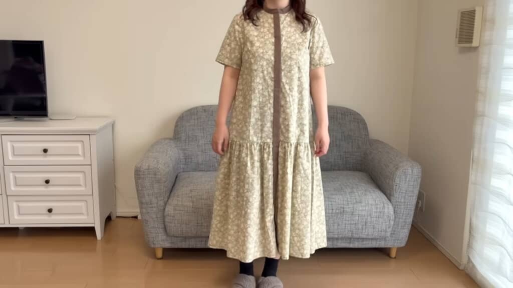 比翼仕立てのシャツワンピース