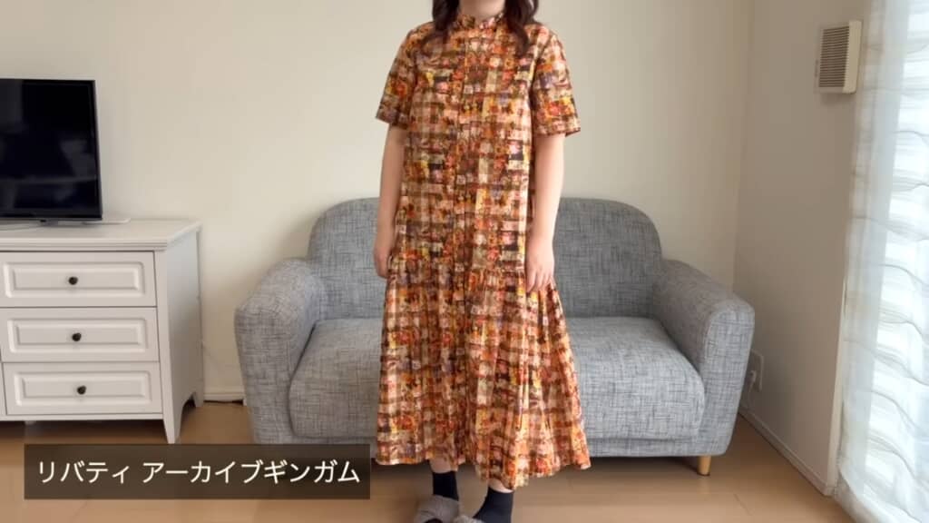 リバティの生地で作ったワンピース
