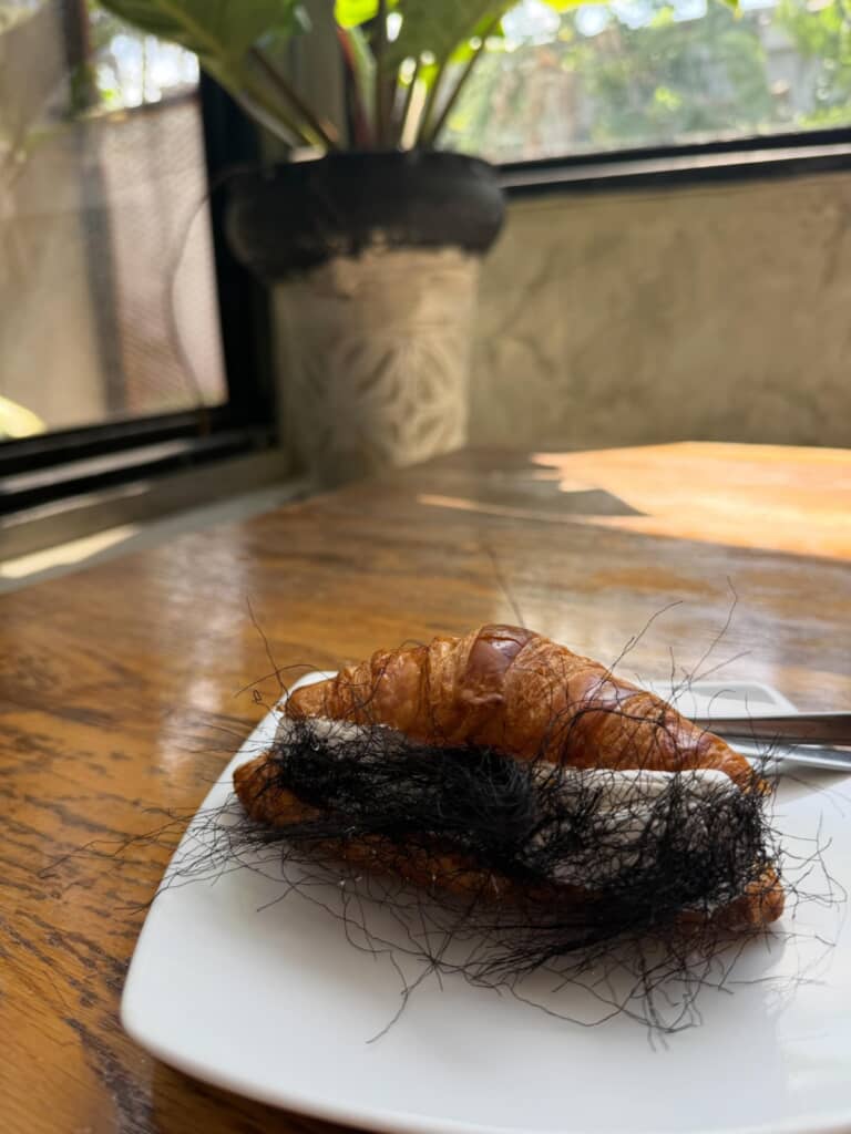 毛がはさまってるように見えるクロワッサン(引き)