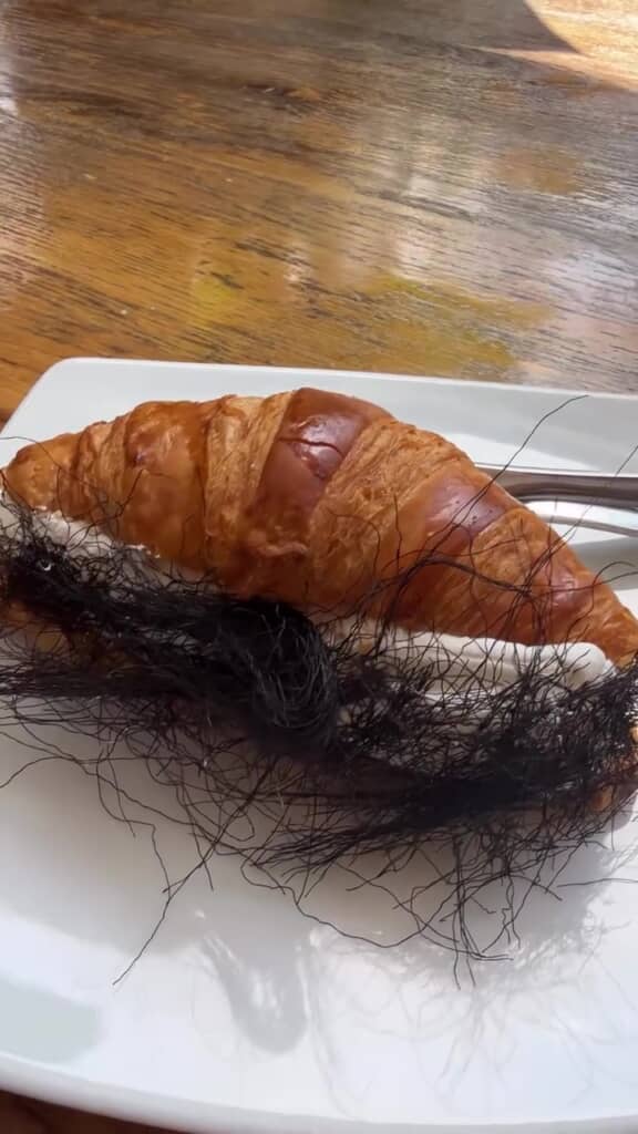 毛がはさまってるように見えるクロワッサン(上から撮影)