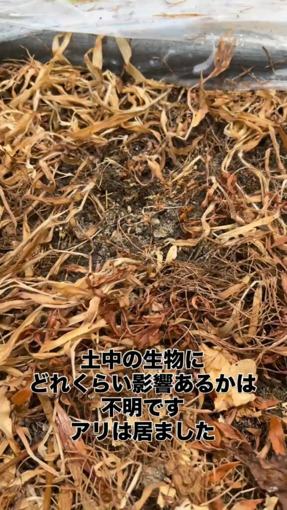 土中の生物への影響は不明としている投稿者