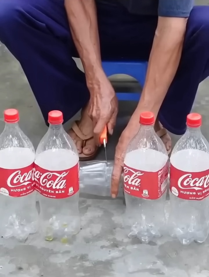 ペットボトルを中央でカット