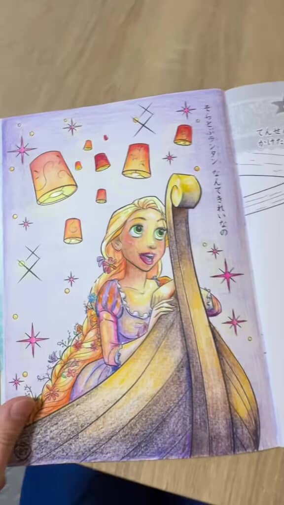 ラプンツェルの塗り絵、キレイに塗られている