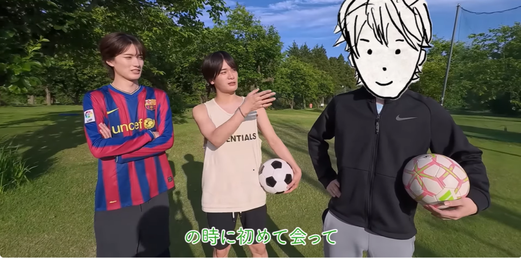 フットゴルフするために集まった山中さん、堀さん、アバン・ギャルドさん