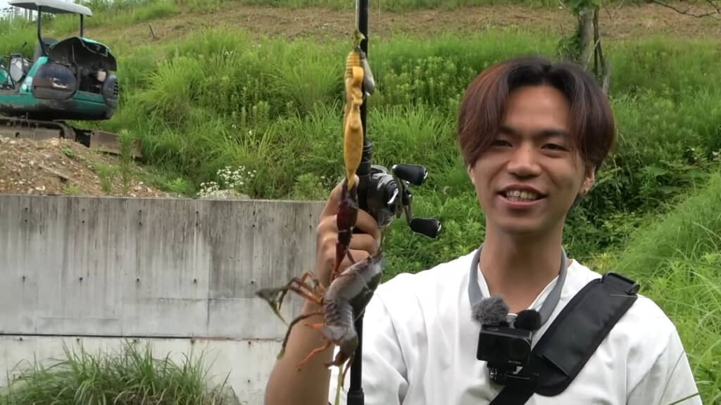 バグアンツで簡単に釣れたアメリカザリガニ