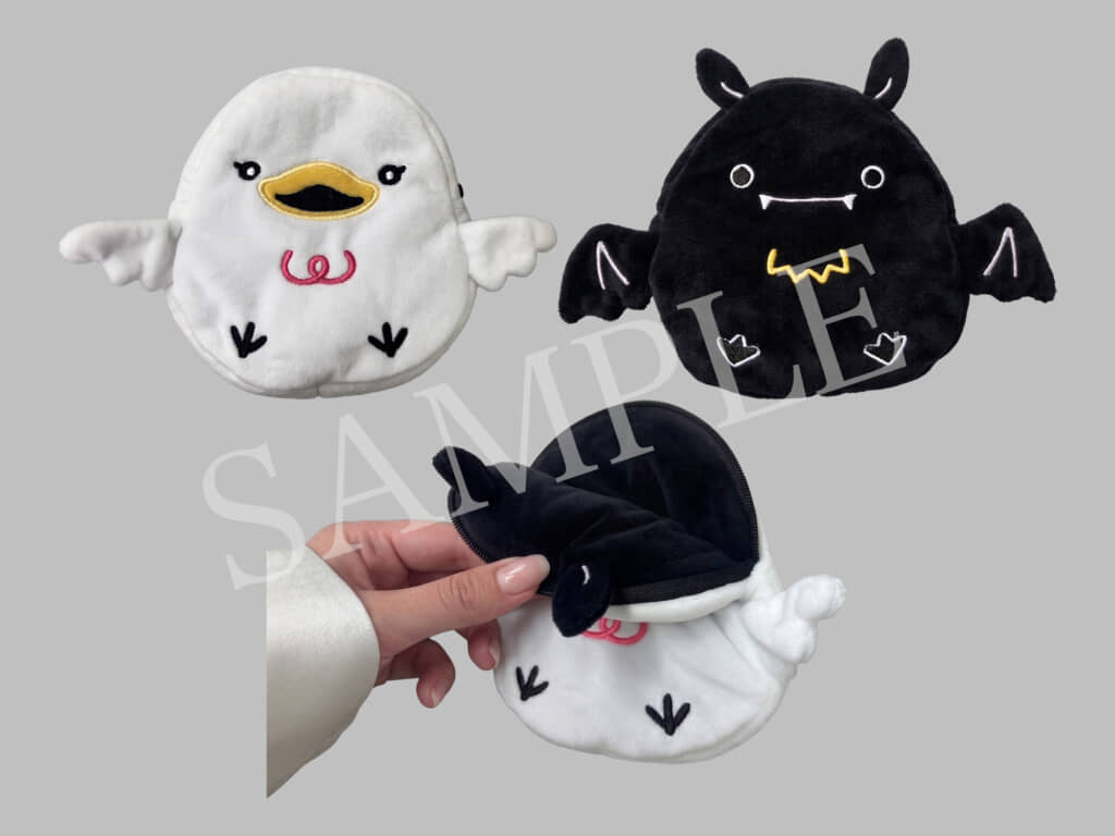 『白鳥とコウモリ』リバーシブルポーチ