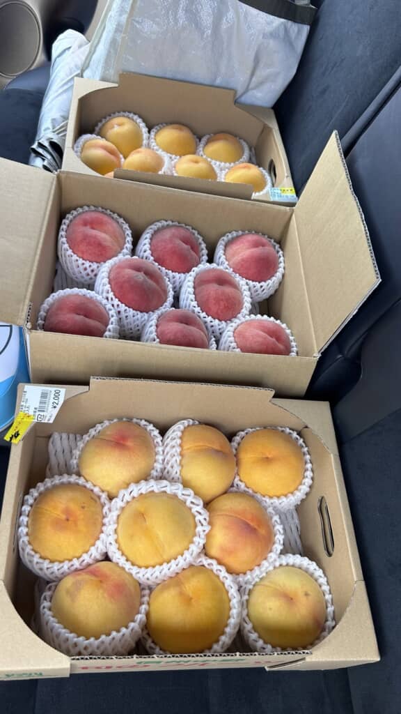 夫が買ってきた大量の桃!!