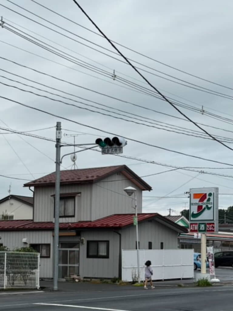 力強い足取りでセブンイレブンに向かう娘さん