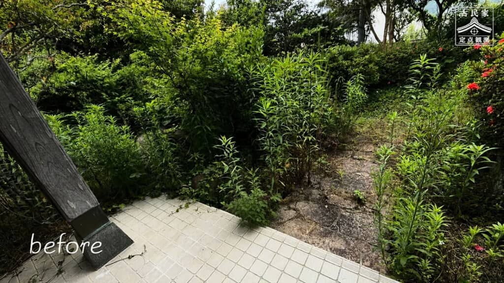 雑草に覆い隠されていた石畳も