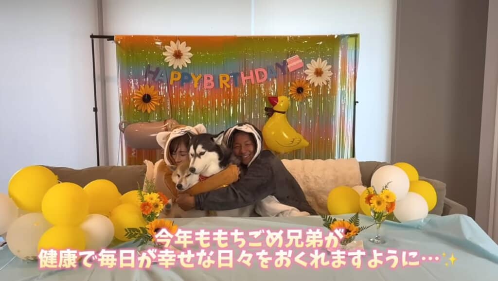 最後はみんな一緒に家族写真