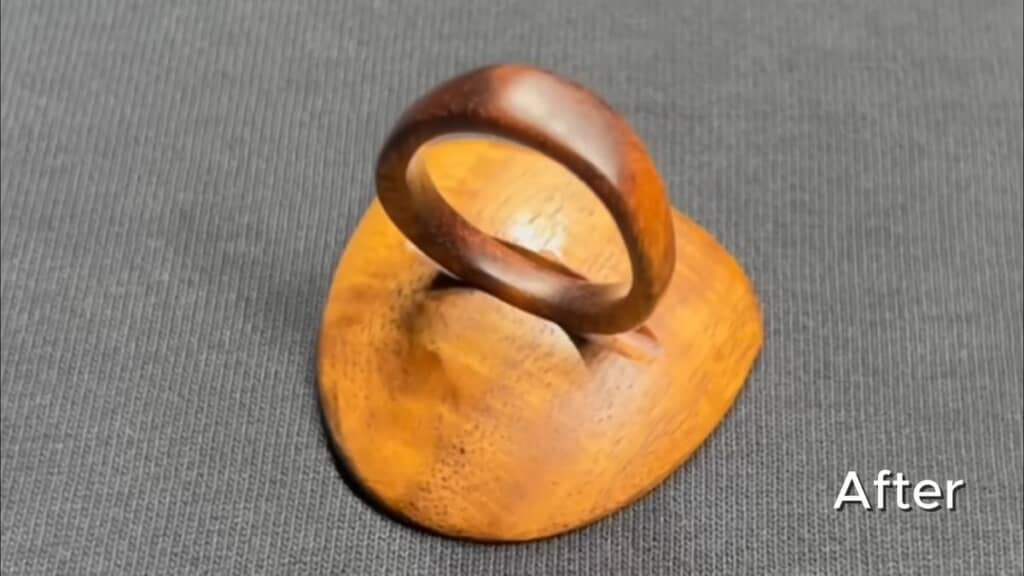 加工後のアカシア製指輪