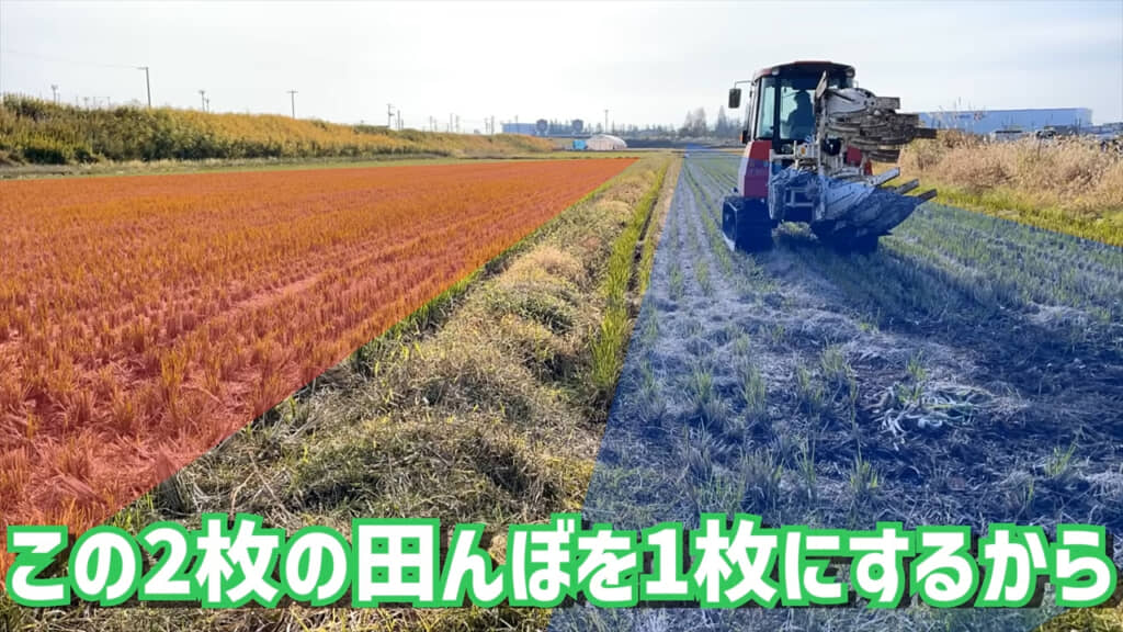 2枚の田んぼを1枚にする