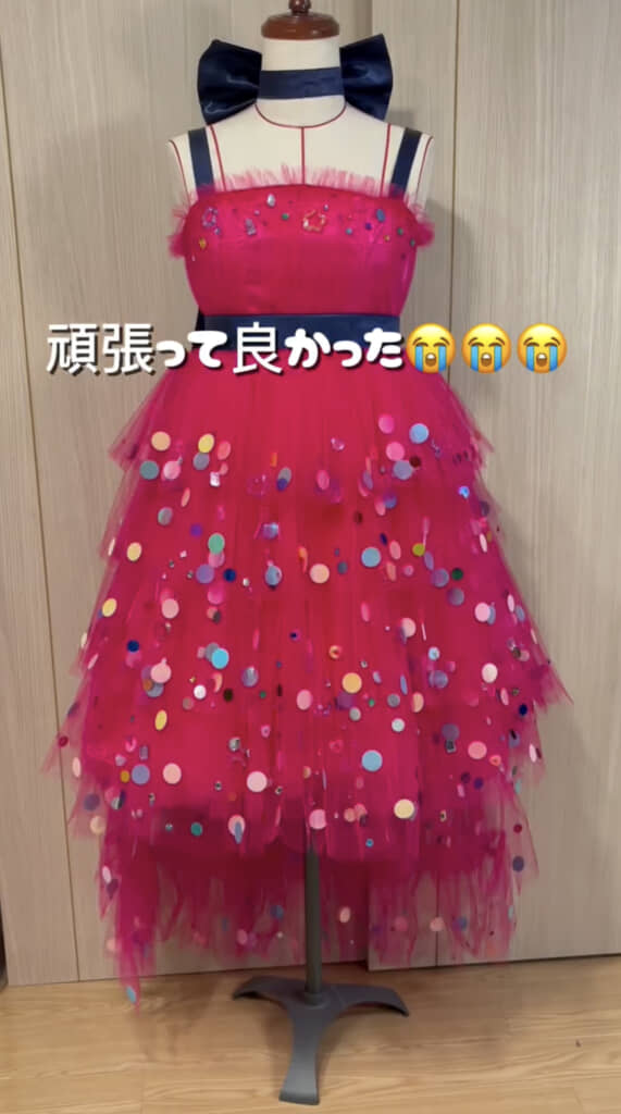 キラキラなピンクドレスの出来上がり