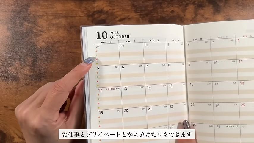 家族のメンバー別に予定を書いたり、仕事とプライベートの予定を分けて書いたりできる