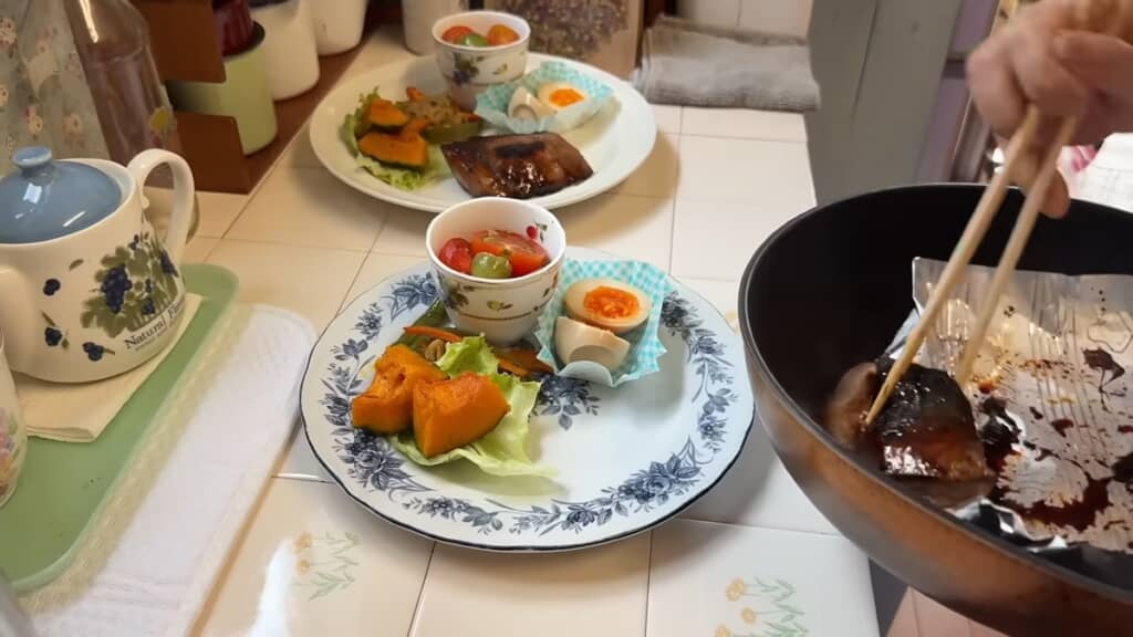 庭で採れた野菜を使ったランチ