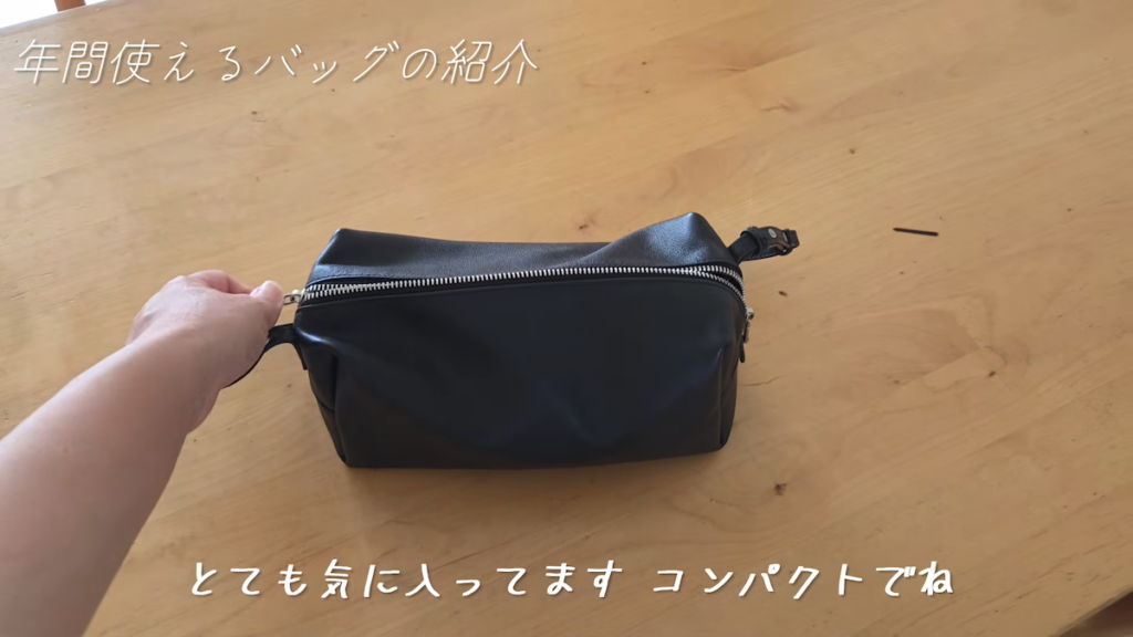 コンパクトな革製バッグを愛用