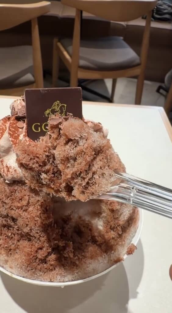 氷はふわっふわで、中にはチョコレート素材がたっぷり