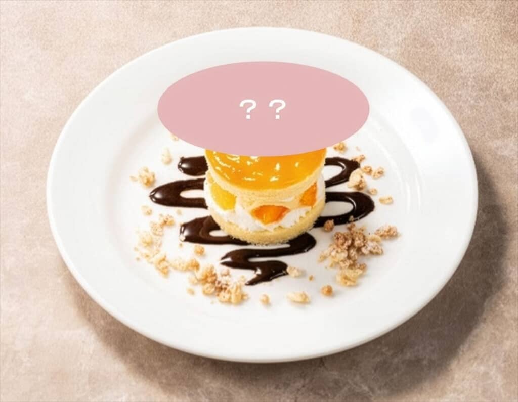 「オレンジのショートケーキ～マンゴーソースで月に見たてて」