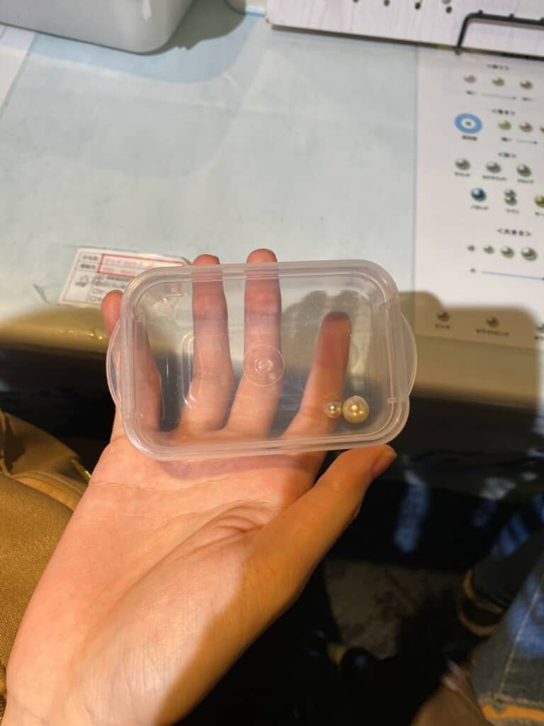 一緒に取り出し体験をした後輩の真珠と比較