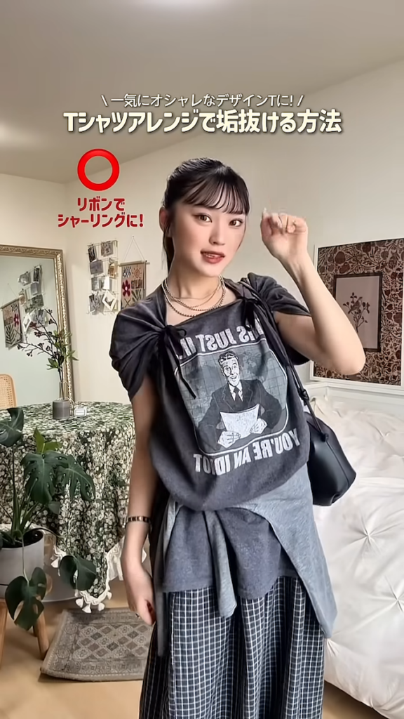 袖のシャーリング風アレンジでぐっと華やかに！