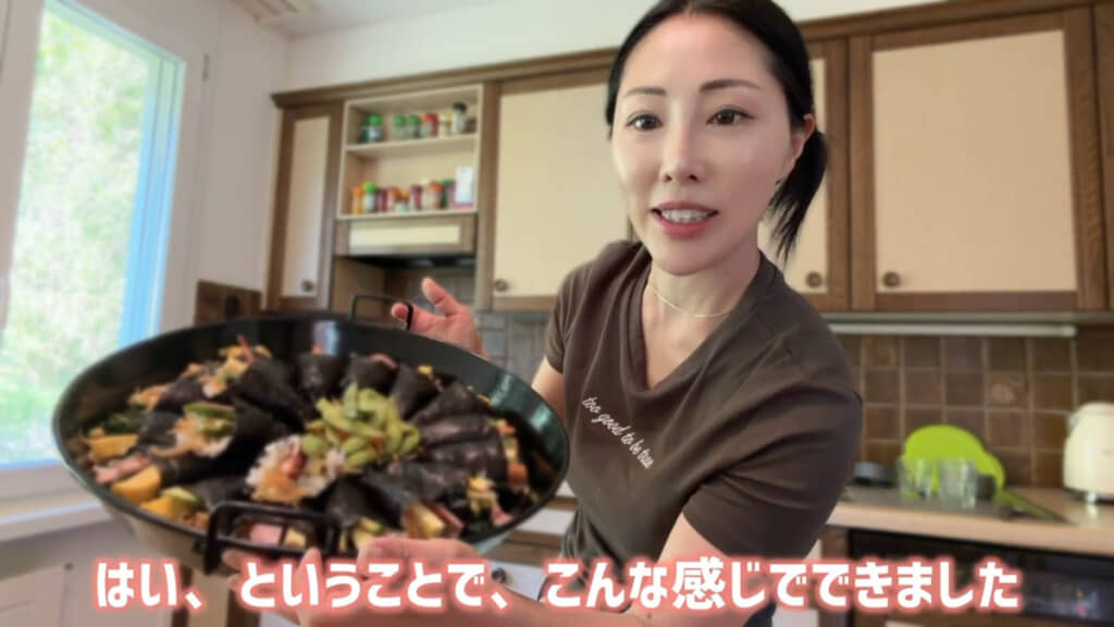 手巻き寿司スタイルのキンパが完成