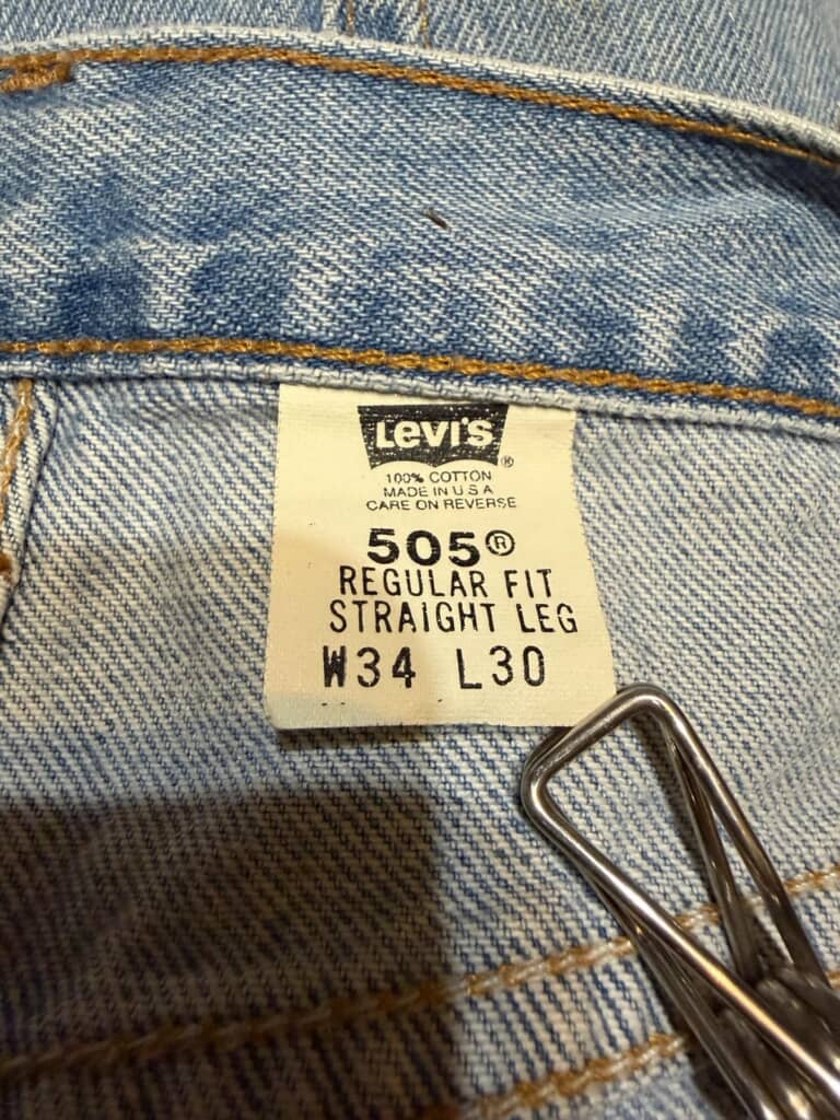 505の品質表示タグ