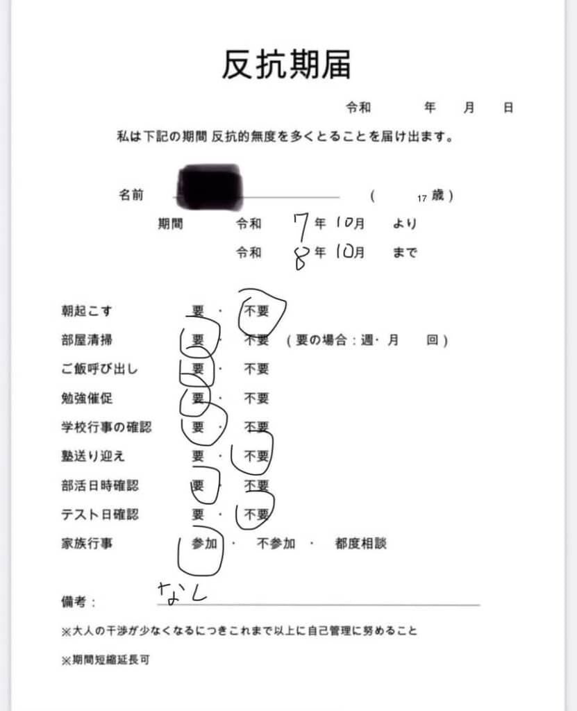 反抗期届