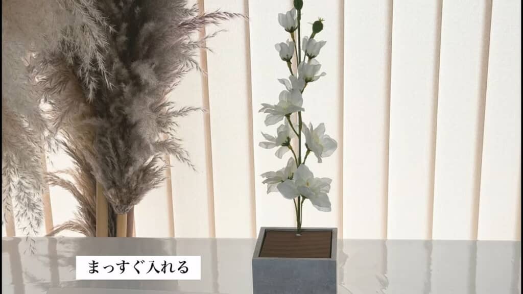 真っすぐ入れた白いデルフィニウム
