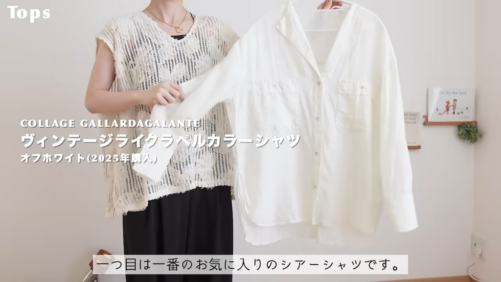 COLLAGE GALLARDAGALANTEの「ヴィンテージライクラペルカラーシアーシャツ」