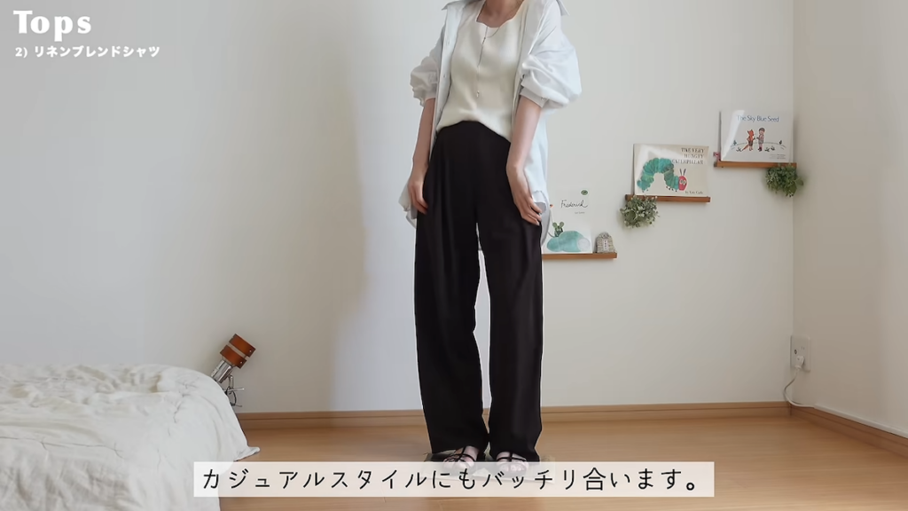 GLOBAL WORKの「オテラク フレンチリネンシャツ」