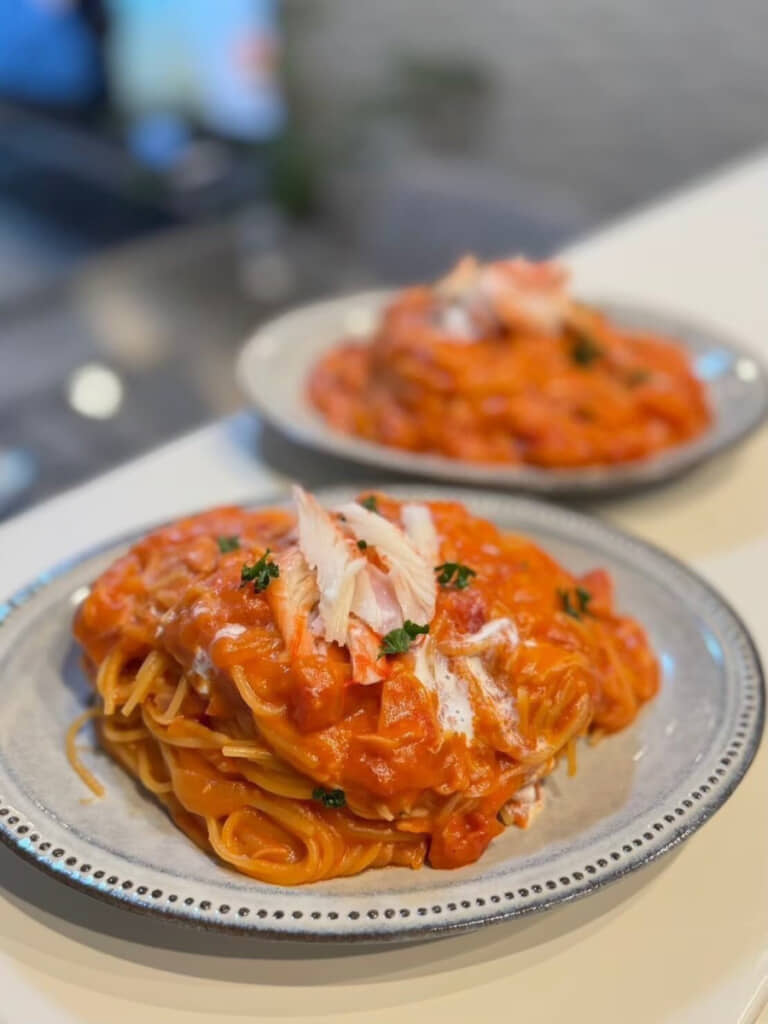 ほぼカニで作ったトマトクリームパスタ