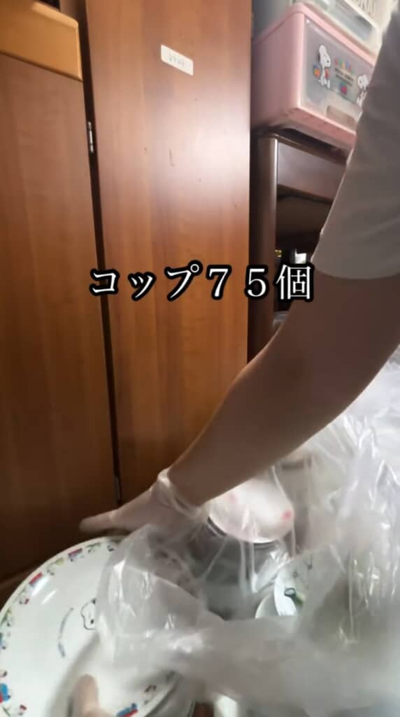 大量の皿とコップを捨てることに