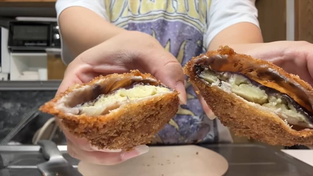 ナスの肉巻きフライ。食欲をそそる断面!