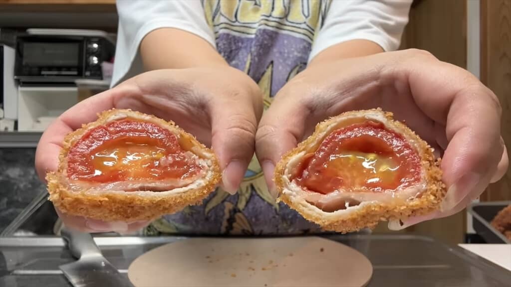 トマトの肉巻きフライ。トロトロだっ……!
