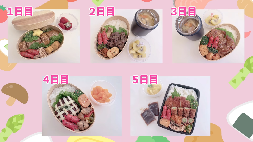 1週間分の弁当を公開(画像はYouTubeから)
