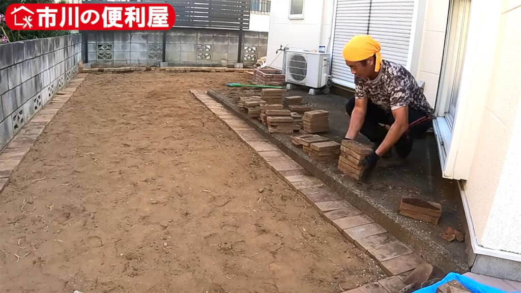れんがを選別し