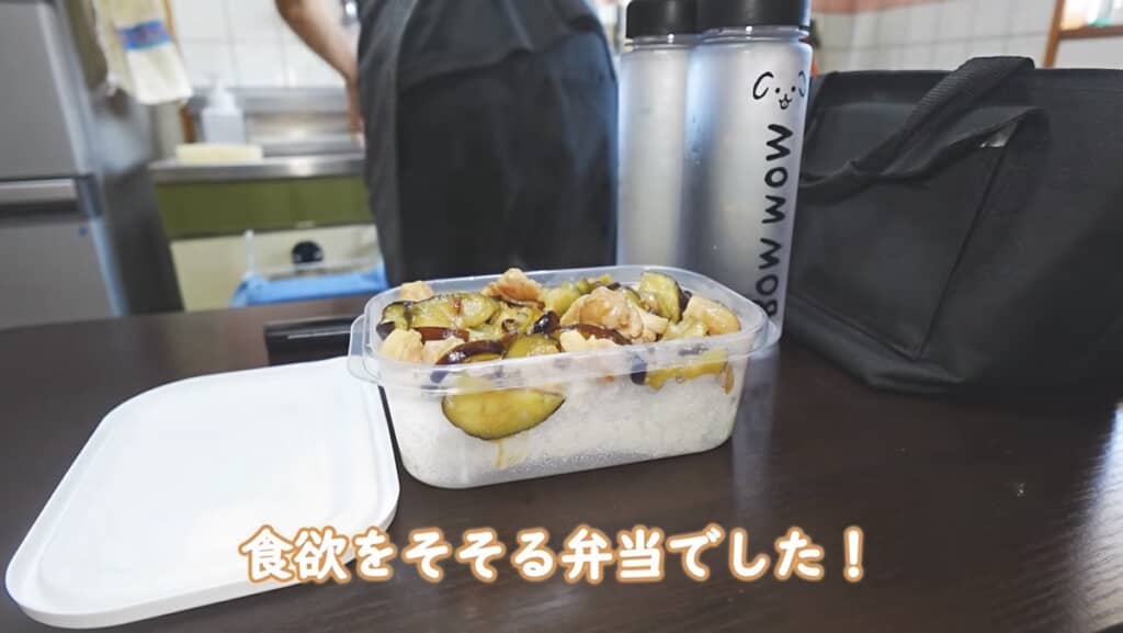 「鶏とナスのからし醤油弁当」
