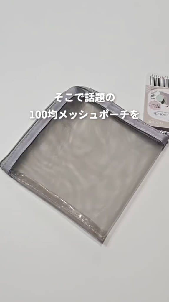 セリアやダイソーで買える四角いメッシュポーチ