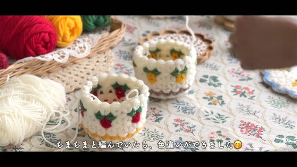 小花が編み込まれたリボンドーム
