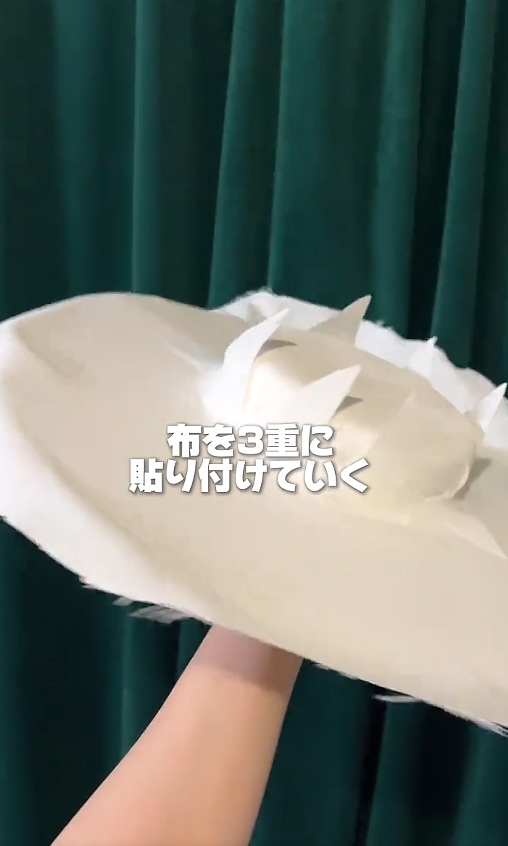 布を3重に貼り付けます