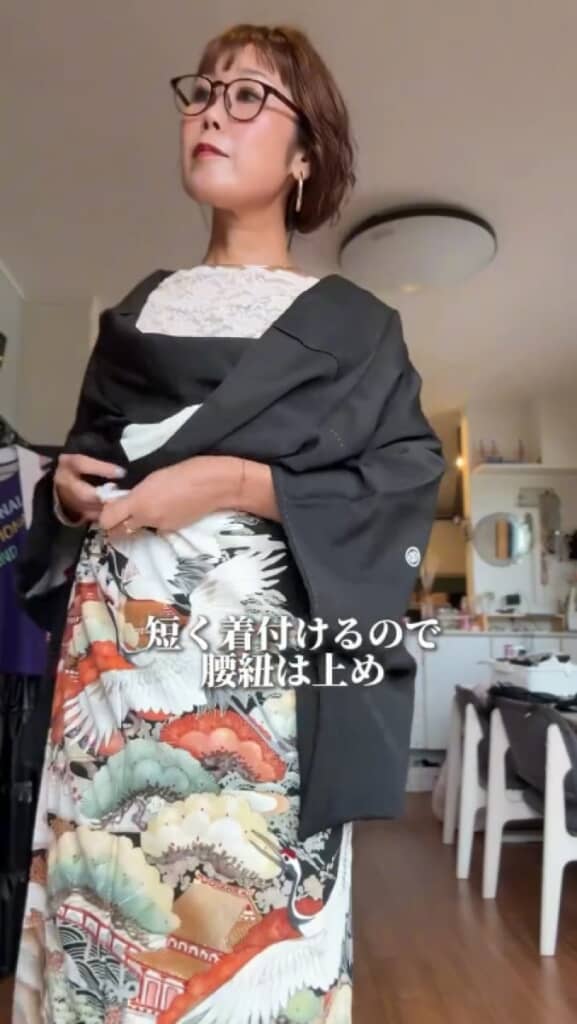 丈は短めに着付け