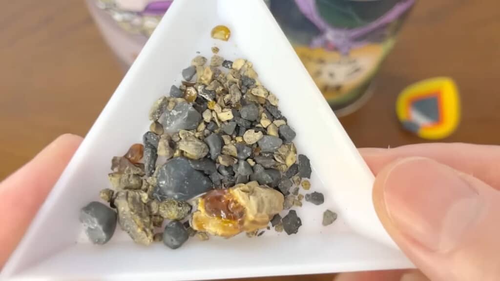 プテラの缶から採取した琥珀やジェット